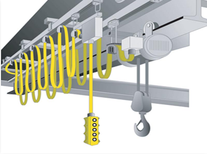 Cable festón con botonera — sistema de grúa industrial